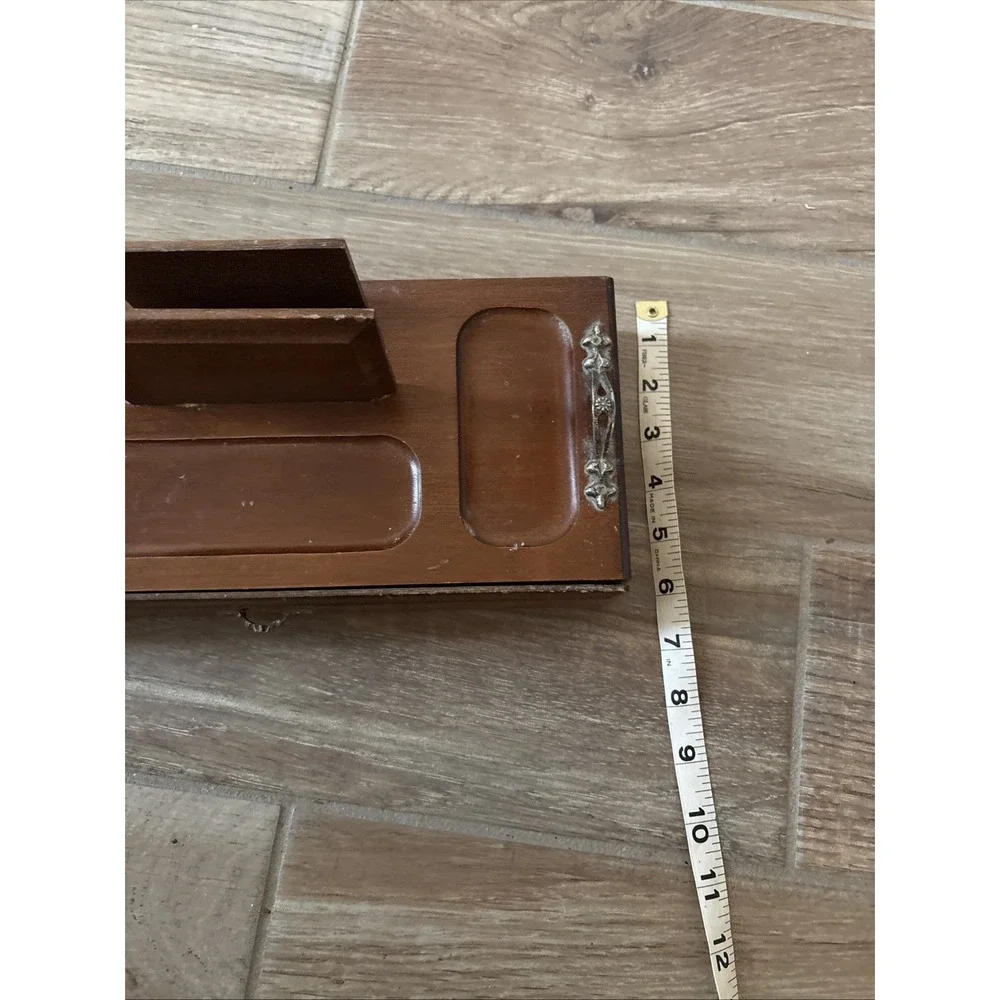 Vintage London Leather Wooden organizer Wallet Keys Jewelry Drawer Men's Dresser